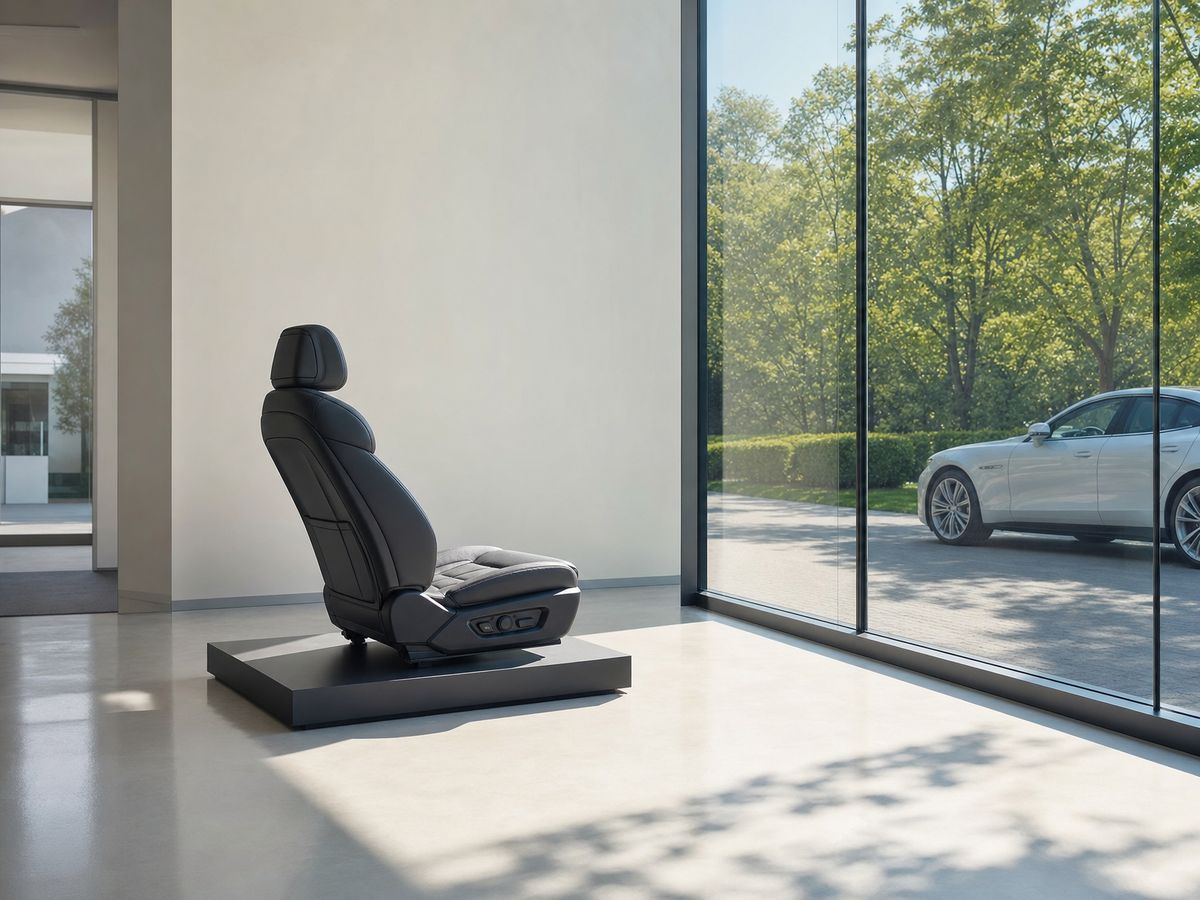 Heat demonstration seat beside a bright glass comparison panel.